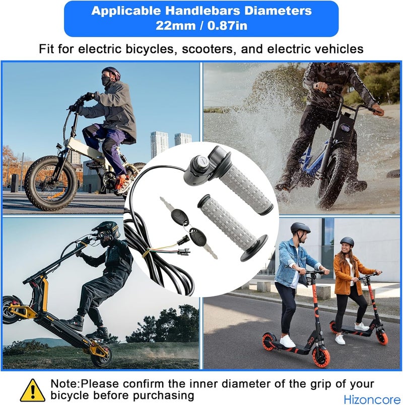 Hizoncore Full Twist Throttle Compatible with Ridstar Q20, True Plug and Play Taper Handles Ebike Throttle 12V-72V Wide Voltage with Key Lock, Fits E-Bike and E-Scooter - Image 5